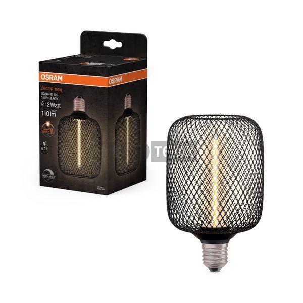 DECOR LED STRAW FILAMENT SQUARE 100 BLACK DIM 3,5W 818 E27 Декоративная светодиодная лампа диммируемая Osram (4058075840263) 4058075840263 фото