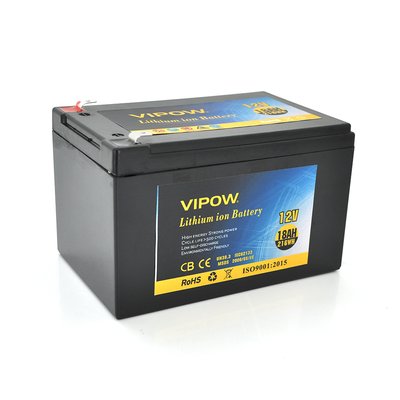 Аккумуляторная батарея литиевая Vipow 12 V 18Ah з елементами Li-ion 18650 со встроеной ВМS платой, (3S9P) (151х99х99)мм VP-12180LI фото