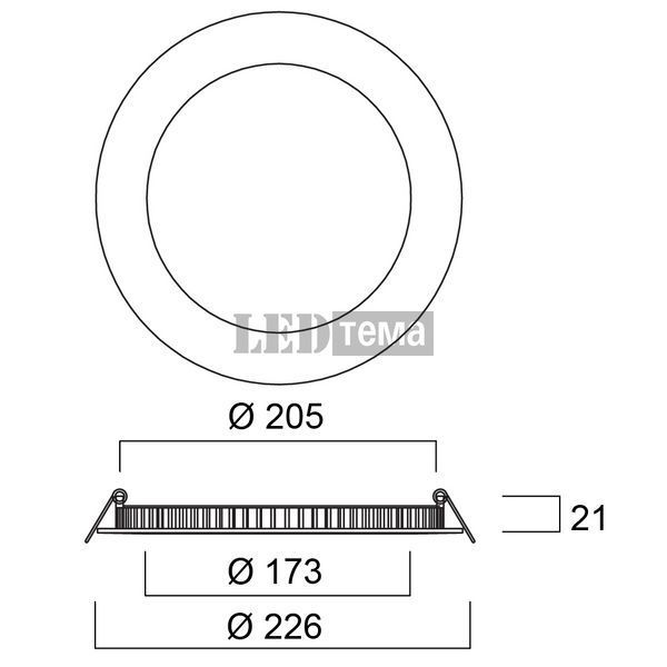 START Downlight Flat 205 IP44 1750LM 840 DIM 17W Світильник круглий врізний димований Sylvania (0054123) 0054123 фото