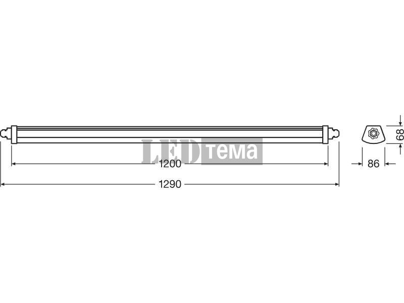 DP COMPACT 1200 44W/4000K GR IP66 Ledvance Светильник светодиодный линейный влагозащищенный LED (4058075210042) 4058075210042 фото