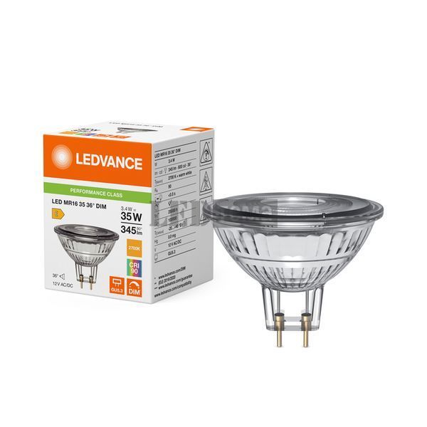 LED MR16 35 36&deg; DIM P 3.4W 927 GU5.3 лампа світлодіодна димована LEDVANCE (4099854456572) 4099854456572 фото