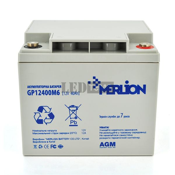 Акумуляторна батарея MERLION AGM GP12400M6 12 V 40 Ah ( 196 x 165 x 175 ) Q1 GP12400M6 фото