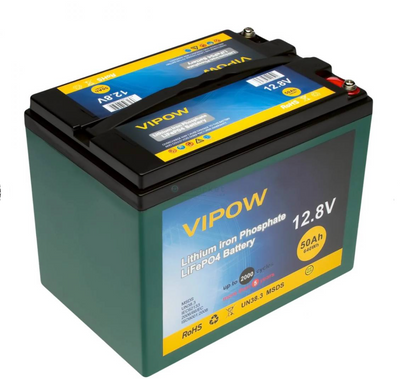 Аккумуляторная батарея Vipow LiFePO4 12,8V 50Ahсо встроенной ВМS платой 40A, (255*220*170) Q1 LiFePO4128-50/40 фото