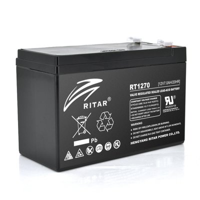 Аккумуляторная батарея AGM RITAR RT1270B, Black Case, 12V 7.0Ah ( 151 х 65 х 94 (100) ) Q10 RT1270B фото