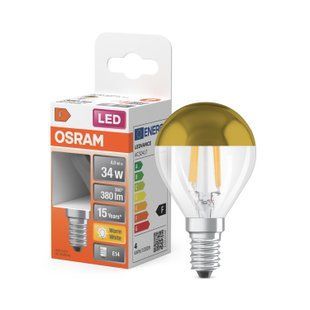 LED Star Classic P34 300&deg; Filament Mirror Gold 4W 827 CL E14 Декоративна світлодіодна лампа Osram (4058075456549) 4058075456549 фото