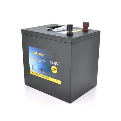 Акумуляторна батарея Vipow LiFePO4 12,8V 200Ah з вбудованою ВМS платою 100A (230*340*300) LiFePO4128-200/100 фото