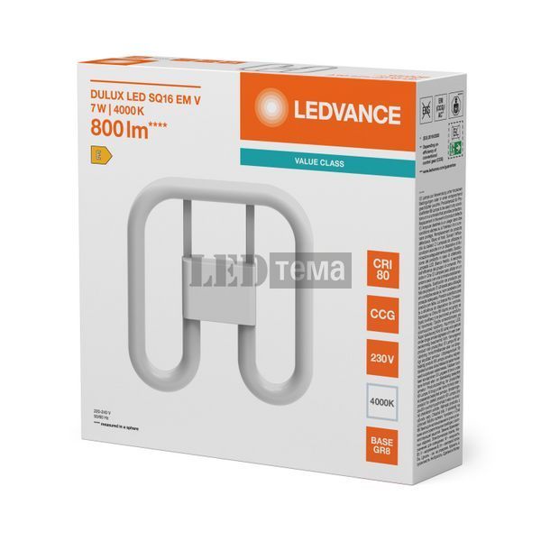 DULUX LED SQ16 EM V 7W 840 GR8 компактна світлодіодна лампа LEDVANCE (4099854501739) 4099854501739 фото