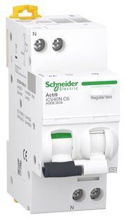 Диференційний автоматичний вимикач iCV40N 1P+N, 6A, крива C, 30мA, тип АС, Schneider Electric (A9DE3606) A9DE3606 фото
