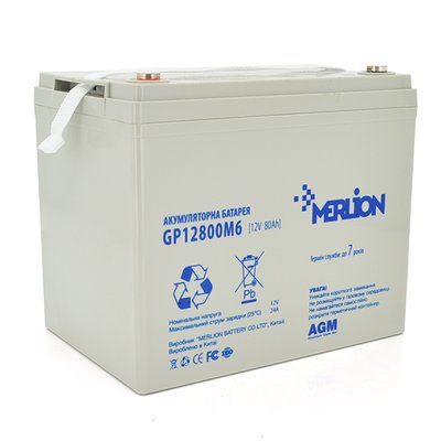 Акумуляторна батарея MERLION AGM GP12800M8 12 V 80 Ah 21,8 кг ( 260 x 165 x 210 (215) ) Q1 GP12800M8 фото