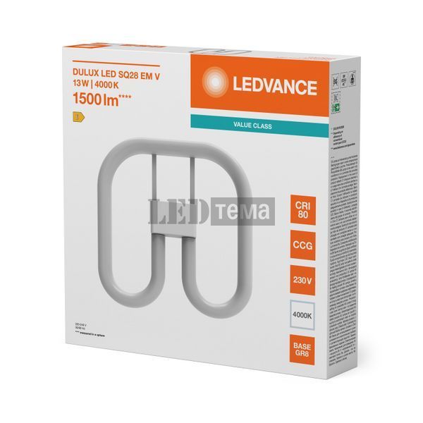 DULUX LED SQ28 EM V 13W 840 GR8 компактна світлодіодна лампа LEDVANCE (4099854501753) 4099854501753 фото