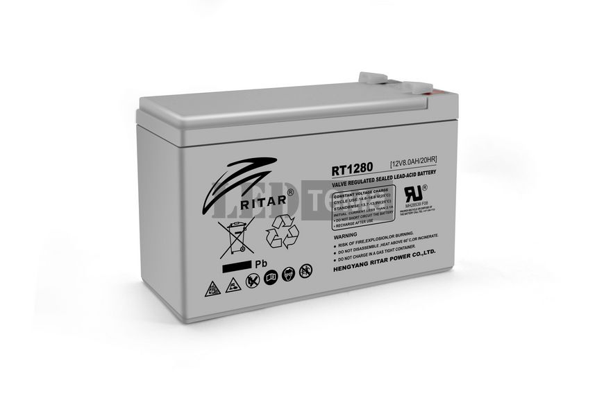 Акумуляторна батарея AGM RITAR RT1280, Gray Case, 12V 8.0Ah ( 151 х 65 х 94 (100) ) Q10 RT1280 фото