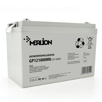 Акумуляторна батарея MERLION AGM GP121000M8 12 V 100 Ah ( 329 x 172 x 218 ) White Q1 GP121000M8 фото
