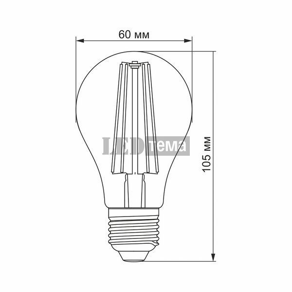Filament A60FF E27 8W 14мкмоль/с 1200K AC198-242В 360&deg; светодиодная фитолампа VIDEX (VL-A60FF-08271) VL-A60FF-08271 фото