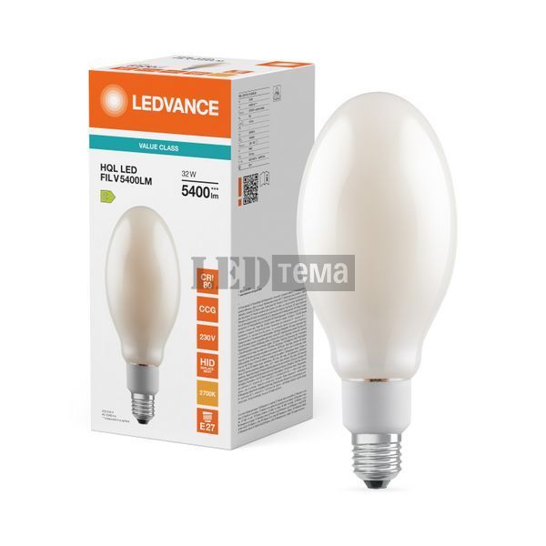 HQL LED FIL V 5400LM 32W 827 E27 светодиодная лампа для промышленных и уличных светильников LEDVANCE (4099854853340) 4099854853340 фото