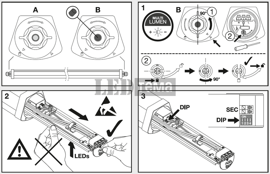 DP FLEX TH 1200 P ML 840 IP66 19-26-31-34W 4000К Пиловологозахищений світильник перем. потуж. LEDVANCE (4099854440601) 4099854440601 фото