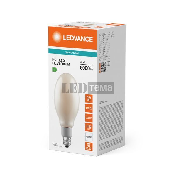 HQL LED FIL V 6000LM 32W 840 E27 светодиодная лампа для промышленных и уличных светильников LEDVANCE (4099854853388) 4099854853388 фото