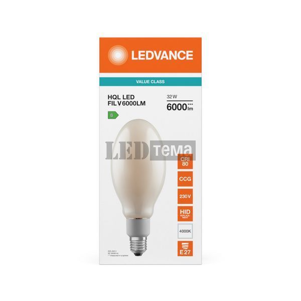 HQL LED FIL V 6000LM 32W 840 E27 светодиодная лампа для промышленных и уличных светильников LEDVANCE (4099854853388) 4099854853388 фото