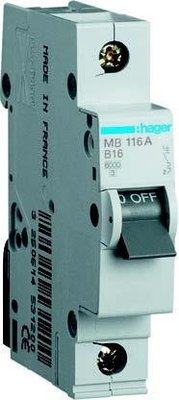 Автоматический выключатель 1P 6kA C-20A 1M однополюсный Hager (MC120A) MC120A фото