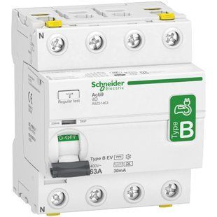 Дифференциальный выключатель УЗО iID 4P 63A 30mA B-EV, Schneider Electric (A9Z51463) A9Z51463 фото