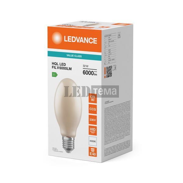 HQL LED FIL V 6000LM 32W 840 E40 світлодіодна лампа для промислових і вуличних світильників LEDVANCE (4099854853401) 4099854853401 фото
