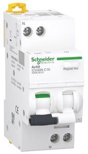 Диференційний автоматичний вимикач iCV40N 1P+N, 16A, крива C, 30мA, тип АС, Schneider Electric (A9DE3616) A9DE3616 фото