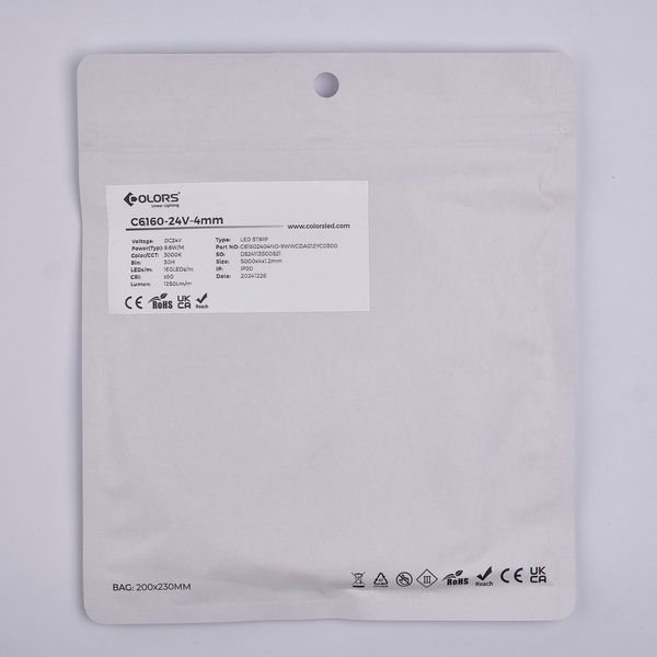 LED стрічка C6160-24V-4mm-WW IP20 3000K 9,6W 1250Lm COLORS (C6160-24V-4mm-WW) C6160-24V-4mm-WW фото