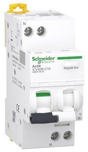 Диференційний автоматичний вимикач iCV40N 1P+N, 10A, крива C, 30мA, тип A-SI, Schneider Electric (A9DF3610) A9DF3610 фото