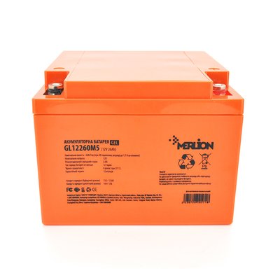 Аккумуляторная батарея MERLION GL12260M5 12 V 26 Ah (165 х 125 х173 ) Orange Q1 GL12260M5 GEL фото