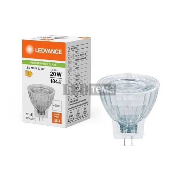 LED MR11 20 36 1,8W/840 12V GU4 10X1 LEDV Світлодіодна лампа низьковольтна (4099854246371) 4099854246371 фото
