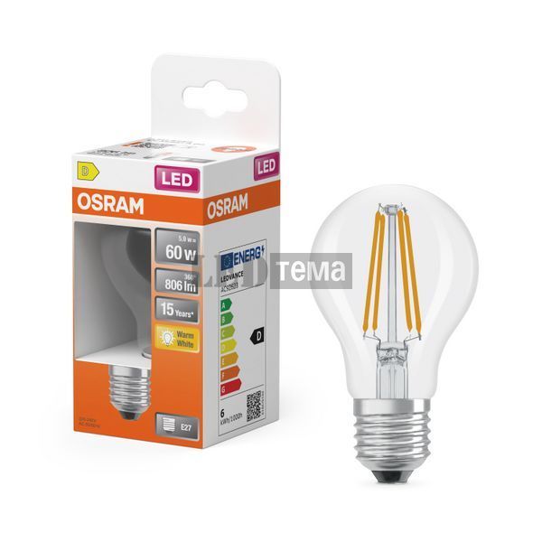 LED Star Classic A60 Filament 5,9W 827 CL E27 Світлодіодна лампа Osram (4099854467912) 4099854467912 фото