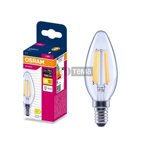 LED Classic B75 Filament 7,5W 2700K CL E14 Светодиодная лампа Osram (4099854568206) 4099854568206 фото