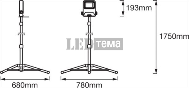 LED WORKLIGHT 1X20W 840 TRIPOD LEDV Прожектор світлодіодний переносний на тринозі Ledvance (4058075213890) 4058075213890 фото