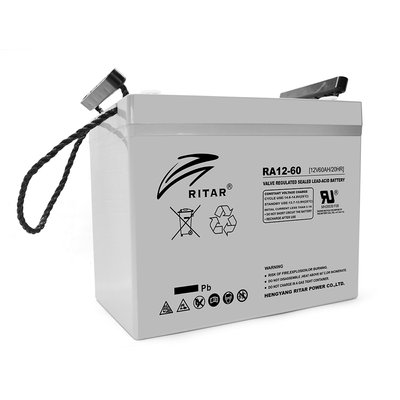 Акумуляторна батарея AGM RITAR RA12-60, Gray Case, 12V 60.0Ah ( 260 x 169 x 211 (218) ) Q1 RA12-60 фото