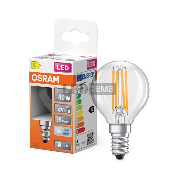 LED Star Classic P40 Filament 3,4W 840 CL E14 Светодиодная лампа Osram (4099854468339) 4099854468339 фото