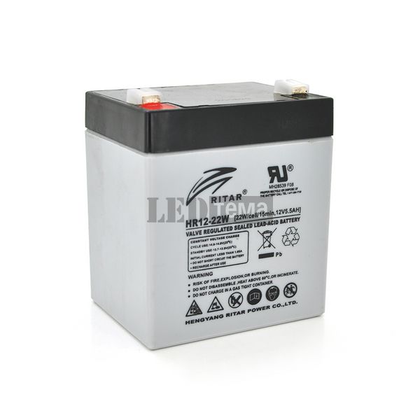 Акумуляторна батарея AGM RITAR HR1222W, Gray Case, 12V 5.5Ah ( 90 х 70 х 101 (107 ) 1.55kg Q10 HR1222W фото