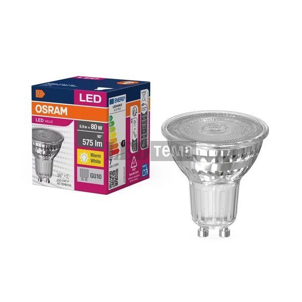 LED PAR16 80 36 6,9W/830 230V GU10 6X1 OSRAM Світлодіодна лампа (4058075096646) 4058075096646 фото
