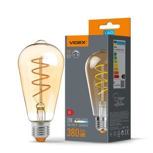 Filament ST64FASD E27 5W 380лм 2200K AC198-242В 360&deg; светодиодная лампа филаментная диммируемая VIDEX (VL-ST64FASD-05272) VL-ST64FASD-05272 фото