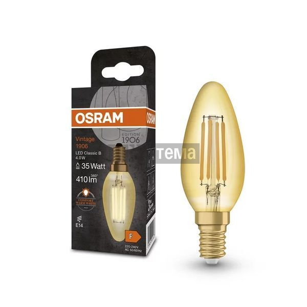 1906 LED CB35 4W/824 230V FIL GOLD E14 6X1 OSRAM Світлодіодна лампа філаментна декоративна (4099854091476) 4099854091476 фото