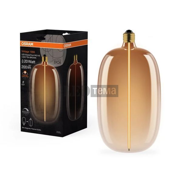 VINTAGE 1906 BIG ELIPSE OVAL 20 MAGNETIC DIM 4.8W/818 TEA BROWN E27 4X1 OSRAM Светодиодная лампа филаментная декоративная диммируемая (4058075836402) 4058075836402 фото