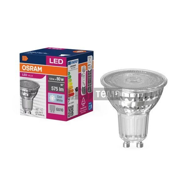 LED PAR16 80 36 6,9W/840 230V GU10 10X1 OSRAM Світлодіодна лампа (4058075096660) 4058075096660 фото