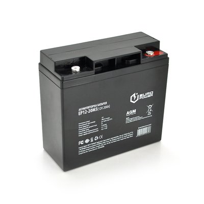Акумуляторна батарея EUROPOWER AGM EP12-20M5 12 V 20Ah ( 181 x 76 x 166 (168) ) Black Q4 EP12-20M5 фото