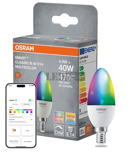 SMART+ MATTER Multicolor Classic B40 4.9W E14 лампа світлодіодна димована OSRAM (4099854461330) 4099854461330 фото