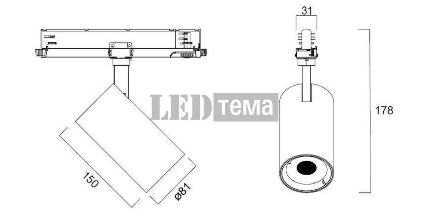 Pixo Medium 31W 3625LM 940 NB MB WB DALI BLACK CRI90 24&deg;-36&deg;-54&deg; трековий світильник керований трифазний чорний з додатковими лінзами Sylvania (0004563) 0004563 фото