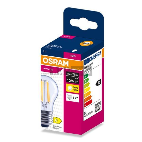 LED Classic A75 300&deg; Filament V 7,5W 827 CL E27 Светодиодная лампа Osram (4099854569784) 4099854569784 фото