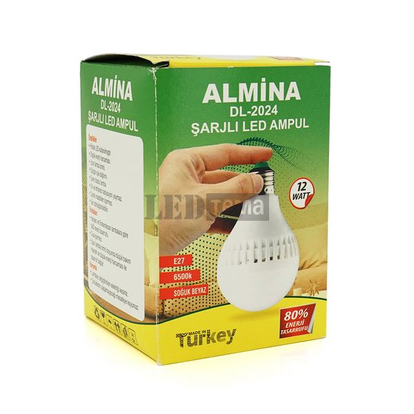 Лампочка со встроенным аккумом ALMINA DL-2024, 12W, встроенный аккум 2200mAh, Box DL-2024 фото