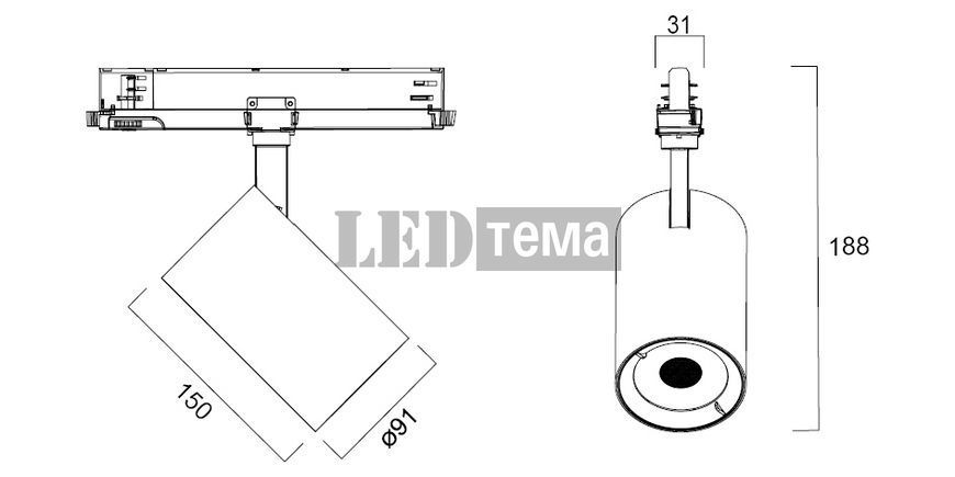 Pixo Large 40W 5050LM 930 NB MB WB DALI WHITE CRI90 24&deg;-36&deg;-54&deg; трековый светильник управляемый трехфазный белый с дополнительными линзами Sylvania (0004564) 0004564 фото