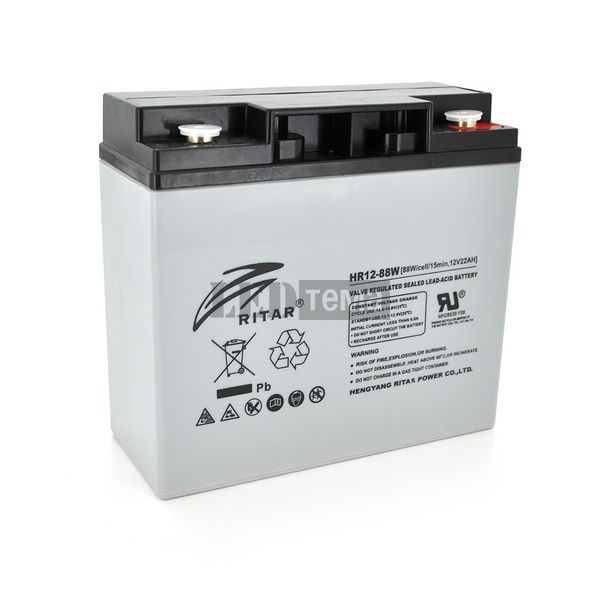 Акумуляторна батарея AGM RITAR HR1288W, Gray Case, 12V 22.0Ah ( 181 х 77 х 167 (167 ) 6.50kg Q4 HR1288W фото