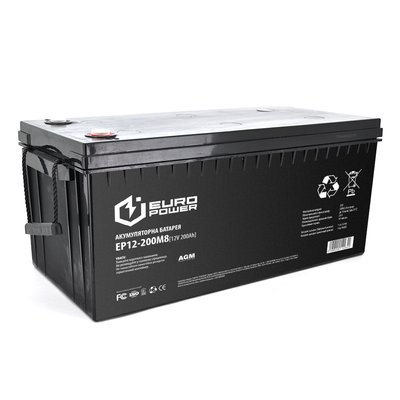 Акумуляторна батарея EUROPOWER AGM EP12-200M8 12 V 200Ah ( 522 x 240 x 219) Black Q1 EP12-200M8 фото