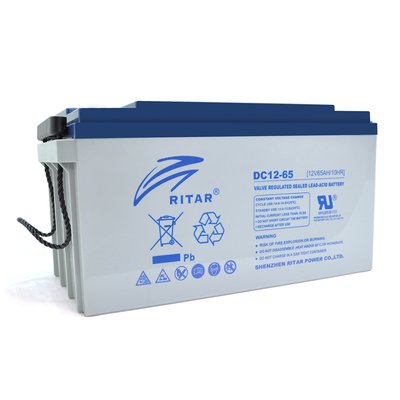 Акумуляторна батарея AGM RITAR DC12-65, Gray Case, 12V 65Ah ( 350 х 167 х 182 ) Q1 DC12-65 фото