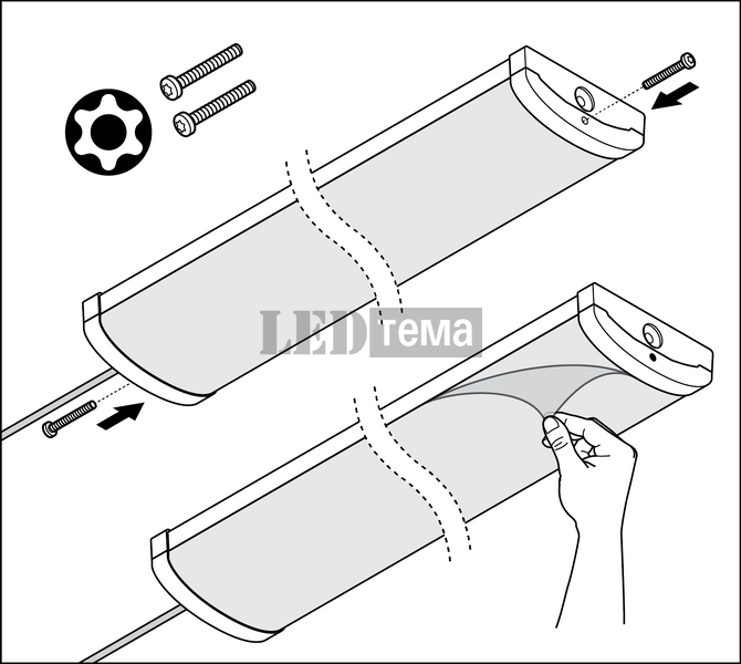 LN SF IP44 DALI 1500 P 830 WT 45W 3000К Лінійний світильник DALI-2 DIM LEDVANCE (4058075733435) 4058075733435 фото